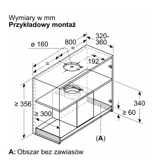 Okap zintegrowany DBB85CC60  Serie 4 80 czarny czyste szkło