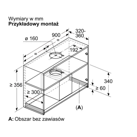 Okap zintegrowany Serie 6 90DBB97DP60 Okap Serie 6 90 czarne szkło, czarny