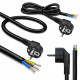 Kabel zasilający | wtyczka kątowa SCHUKO CEE 7/7 (E/F) | miedź Cu| odizolowany lutowany | 3x1.0mm2 | 1.8m 