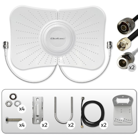 Antena paraboliczna 4G 5G LTE | 2x19dBi | kierunkowa | zewnętrzna| 1710-2700 MHz | 3300-4200 MHz | N Female | wodoodporna | 5m 