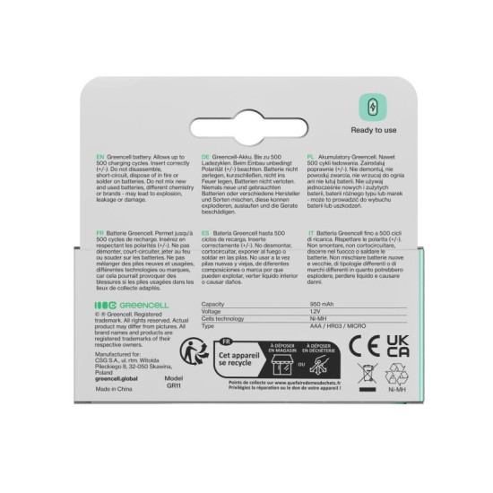 Akumulatorki paluszki 8xAAA HR03 950mAh