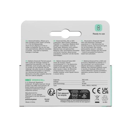 Akumulatorki paluszki 16xAAA HR03 950mAh