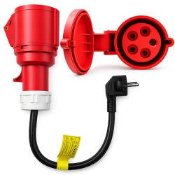Adapter siłowy do ładowarek EV | gniazdo CEE 32A 5P 400V na SCHUKO 230V | max 16A | 3.5kW 