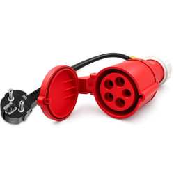 Adapter siłowy do ładowarek EV | gniazdo CEE 32A 5P 400V na SCHUKO 230V | max 16A | 3.5kW 