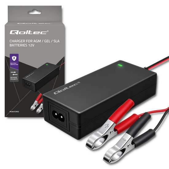 Ładowarka do akumulatora AGM GEL STD | Prostownik 12V | 2A | 24W | LED | Kabel 1.8m 