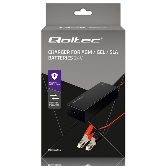 Ładowarka do akumulatora AGM GEL STD | Prostownik 24V | 2A | 48W | LED | Kabel 1.8m 