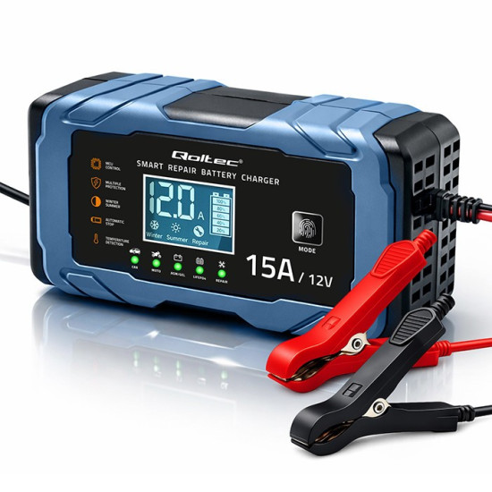 Ładowarka 12V 15A | Prostownik z funkcją naprawy | AGM GEL       LiFePO4 | 9-stopniowe ładowanie 