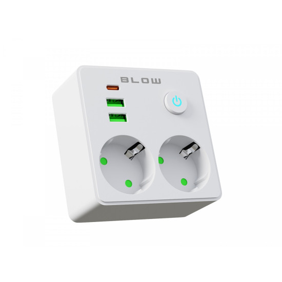 Rozgałęźnik R-20 PR 2-GNIAZDA + 2USB + USB-C biały