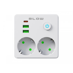 Rozgałęźnik R-20 PR 2-GNIAZDA + 2USB + USB-C biały