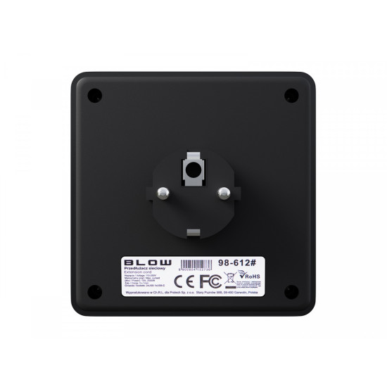 Rozgałęźnik R-20 PR 2-GNIAZDA + 2USB + USB-C czarny
