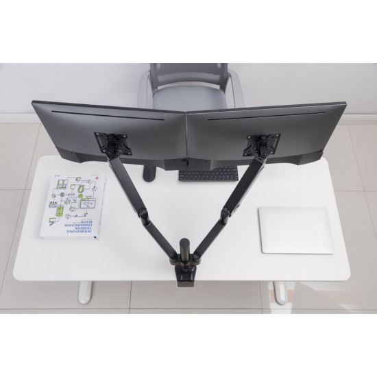 Ramię/uchwyt na dwa monitory biurkowe, regulowane  od 17 cali do 32 cale, obciążenie do 9 kg