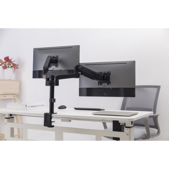 Ramię/uchwyt na dwa monitory biurkowe, regulowane  od 17 cali do 32 cale, obciążenie do 9 kg