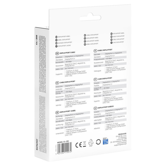 Kabel CL-210 Displayport 2.1 2m 