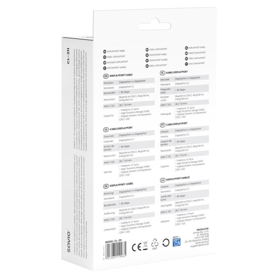 Kabel CL-211 Displayport 2.1 3m 