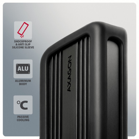 Obudowa zewnętrzna aluminiowa EEM2-40G USB4 Gen 3x2 M.2 SSD NVMe 40Gbps passive, USB-C cable, silicon sleeve