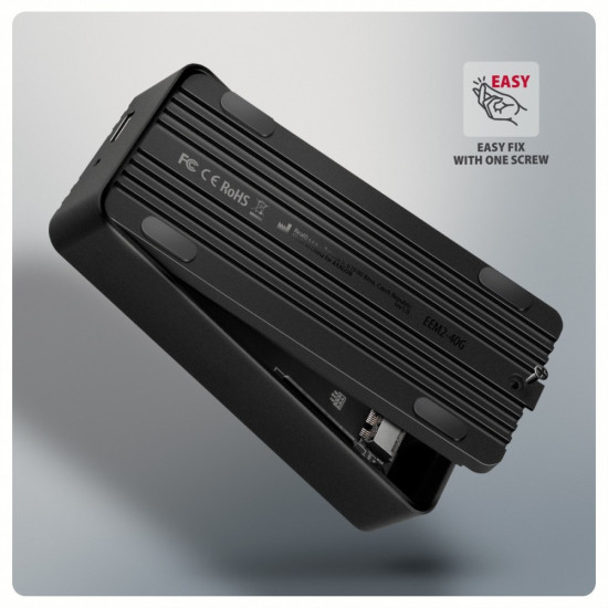 Obudowa zewnętrzna aluminiowa EEM2-40G USB4 Gen 3x2 M.2 SSD NVMe 40Gbps passive, USB-C cable, silicon sleeve