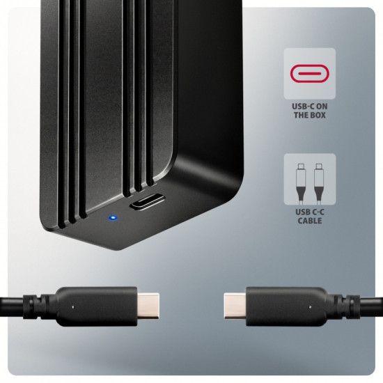 Obudowa zewnętrzna aluminiowa EEM2-40G USB4 Gen 3x2 M.2 SSD NVMe 40Gbps passive, USB-C cable, silicon sleeve