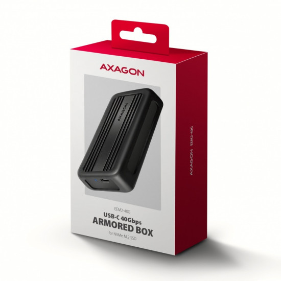 Obudowa zewnętrzna aluminiowa EEM2-40G USB4 Gen 3x2 M.2 SSD NVMe 40Gbps passive, USB-C cable, silicon sleeve