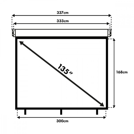Ekran projekcyjny elektryczny MC-561 135 300x168cm 16:9 sterowanie ścienne i z pilota