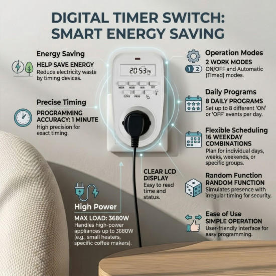 Włącznik czasowy timer cyfrowy GB362 E 