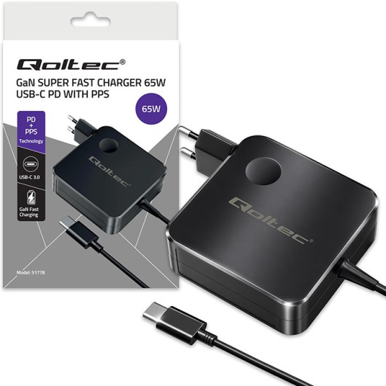 Ładowarka sieciowa GaN 65W | USB-C PD PPS | 5-21V | 3-3.25A 