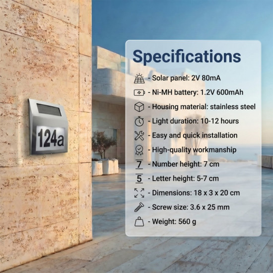 Lampa solarna MCE172 numer domu LED
