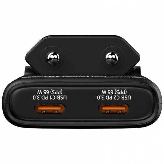 Ładowarka uniwersalna Fold n GO GaN 65W 2xUSB-C PD 3.0 PPS Czarna 
