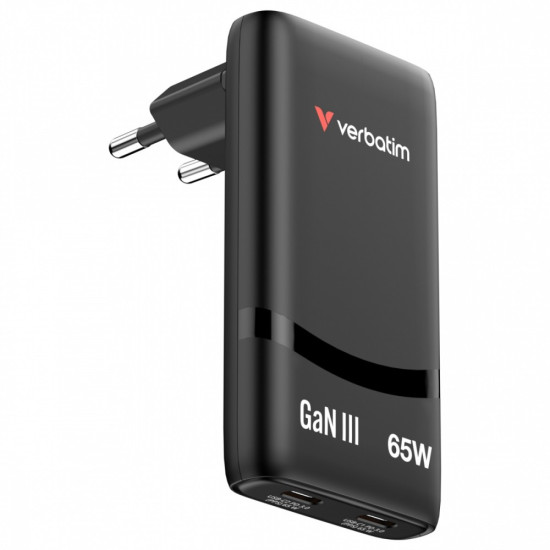 Ładowarka uniwersalna Fold n GO GaN 65W 2xUSB-C PD 3.0 PPS Czarna 