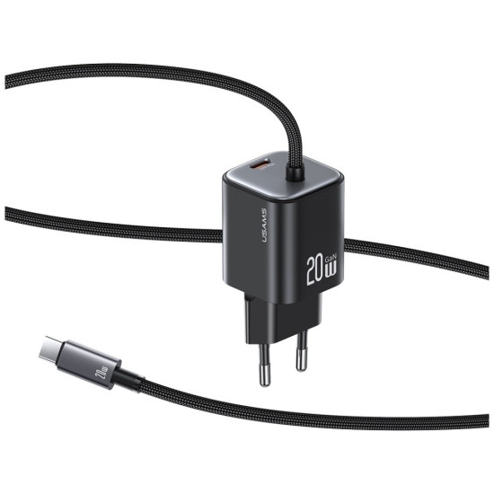 Ładowarka sieciowa JC Series CC261 20W GaN Fast Charger wbudowanykabel USB-C czarna 