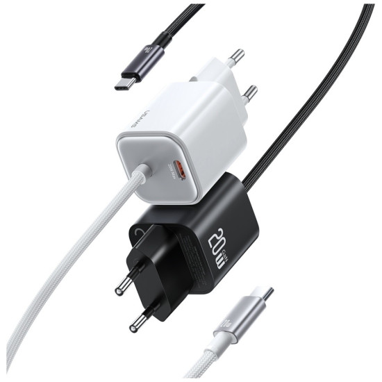 Ładowarka sieciowa JC Series CC261 20W GaN Fast Charger wbudowanykabel USB-C biały 