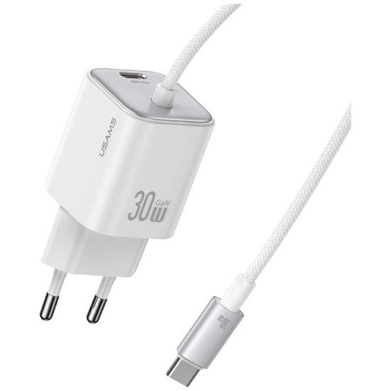 Ładowarka sieciowa JC Series CC264 30W GaN Fast Charge wbudowany kabel USB-C biała 