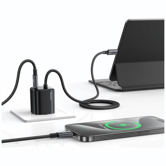 Ładowarka sieciowa JC Series CC264 30W GaN Fast Charge wbudowany kabel USB-C biała 