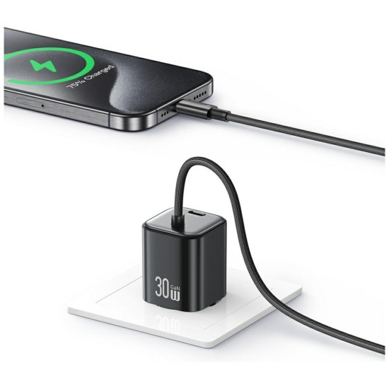 Ładowarka sieciowa JC Series CC264 30W GaN Fast Charge wbudowany kabel USB-C biała 