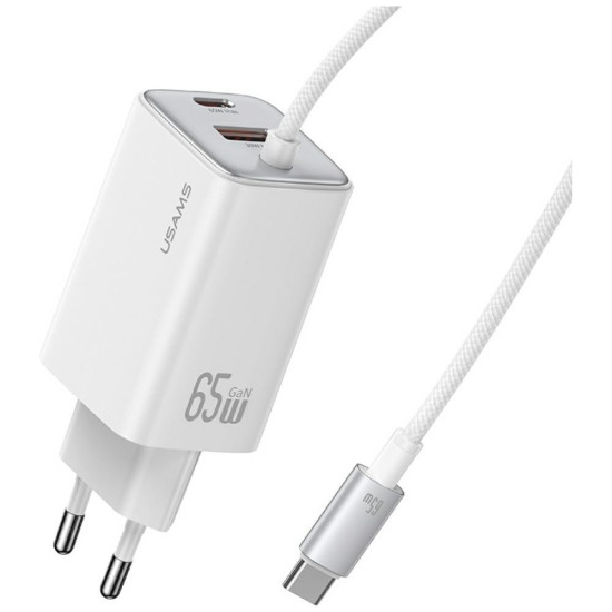 Ładowarka sieciowa JC Series CC266 65W GaN Fast Charger wbudowanykabel USB-C biała 