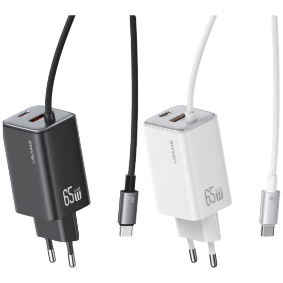 Ładowarka sieciowa JC Series CC266 65W GaN Fast Charger wbudowanykabel USB-C biała 