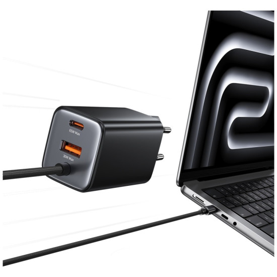 Ładowarka sieciowa JC Series CC266 65W GaN Fast Charger wbudowanykabel USB-C biała 