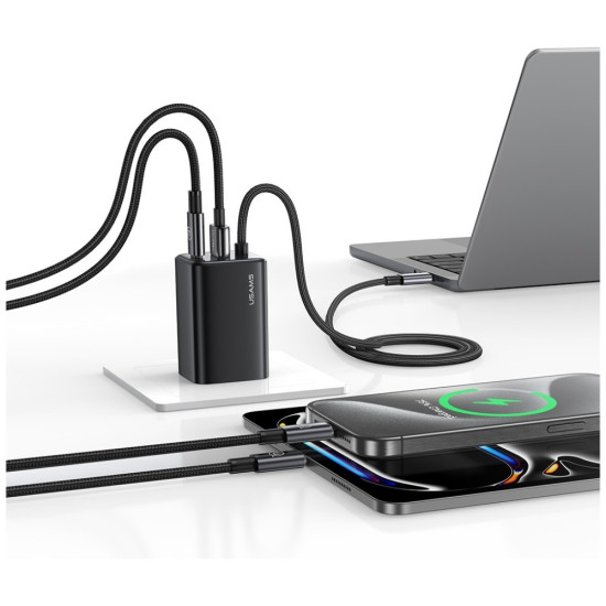 Ładowarka sieciowa JC Series CC266 65W GaN Fast Charger wbudowanykabel USB-C biała 