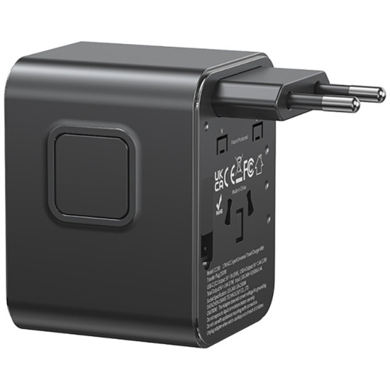 Ładowarka travel adapter 17W CC308 USB-C + USB-A 4w1 US/AU/EU/UK czarna 