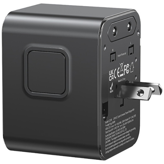 Ładowarka travel adapter 17W CC308 USB-C + USB-A 4w1 US/AU/EU/UK czarna 