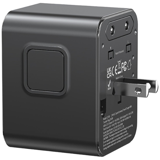 Ładowarka travel adapter 17W CC308 USB-C + USB-A 4w1 US/AU/EU/UK czarna 