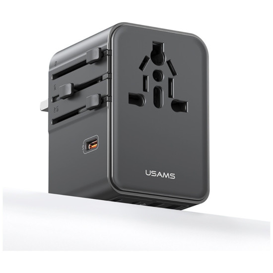Ładowarka Travel Adapter 70W US/AU/EU/UK 3xUSB-C 4w1 czarny 