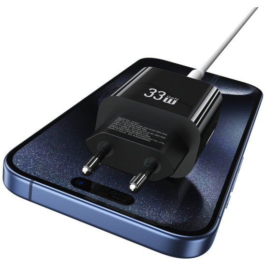 Ładowarka sieciowa T65 33W Fast Charging 1xUSB-C 1xUSB-A czarna 