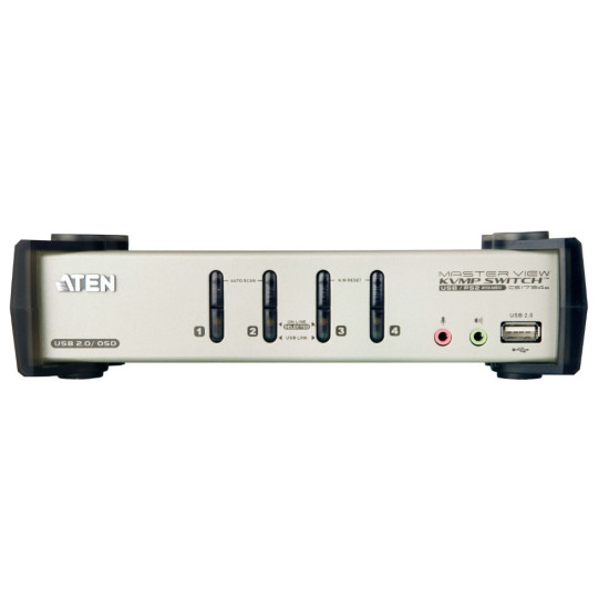 *4-Port PS/2-USB VGA/Aud KVMP Switch W/OSD 
