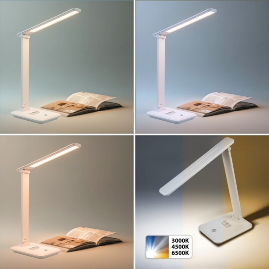Lampka biurkowa LED 9w z ładowarką Qi MCE616W 
