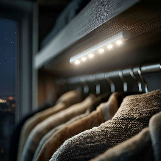 Lampka kuchenna podszafkowa z czujnikiem ruchu 6LED podłużna MCE123 5xAAA
