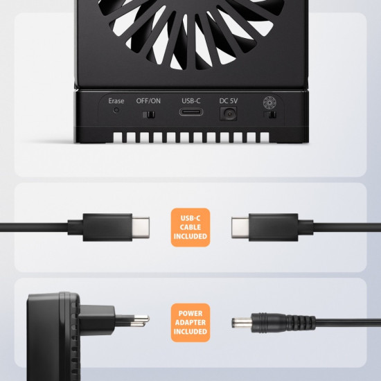 ADSA-M2C44 Stacja dokująca USB4 dla 4x M.2 NVMe SSD z funkcją klonowania dysków bez komputera