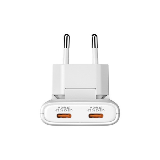 Ładowarka Fold n GO GaN 65W 2xUSB-C PD 3.0 PPS biała 