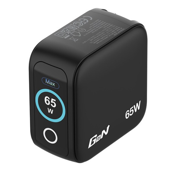 Ładowarka Mini GaN 65W TFT 2xUSB-C 1xUSB-A  EU/UK/USA 30238