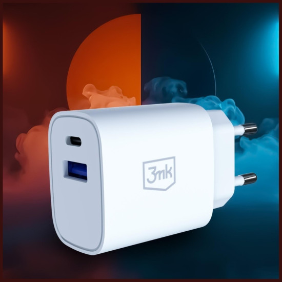 Ładowarka sieciowa 30W USB-A USB-C PD3.0 QC4+ FlowPower biała 