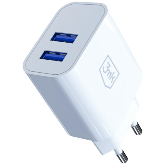 Ładowarka sieciowa 10W 2xUSB-A 2,4A FlowPower biała 